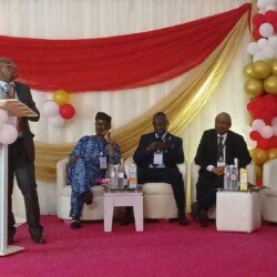 The guest lecturer Prof Basden Onwubere delivering the inaugural Prof Akinkugbe lecture at the ongoing conference of the NHS.